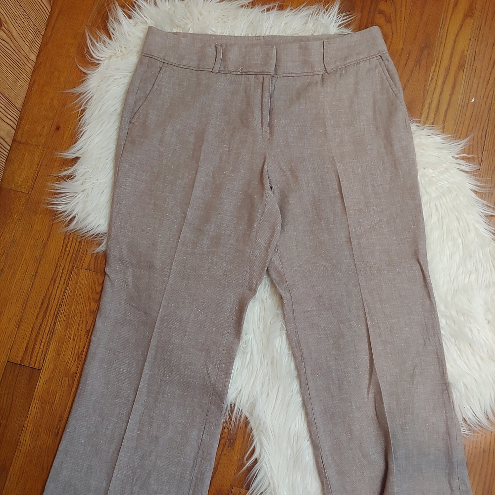 Loft Linen Blend Marisa Trouser Tan Khaki Pants